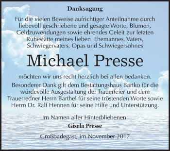 Traueranzeige von Michael Presse von Mitteldeutsche Zeitung