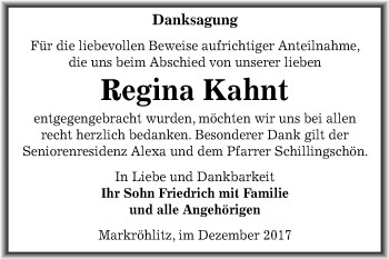 Traueranzeige von Regina Kahnt von Mitteldeutsche Zeitung Weißenfels