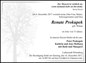 Traueranzeige von Renate Prokupek von Mitteldeutsche Zeitung