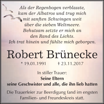 Traueranzeige von Robert Brünecke von WVG - Wochenspiegel Merseburg