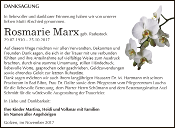 Traueranzeige von Rosmarie Marx von WVG - Wochenspiegel NMB / WSF / ZTZ