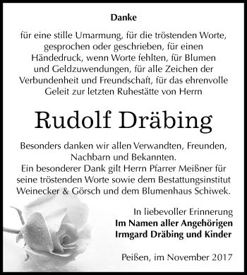 Traueranzeige von Rudolf Dräbing von Mitteldeutsche Zeitung Bernburg