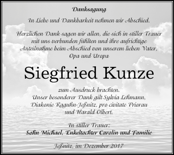 Traueranzeige von Siegfried Kunze von Mitteldeutsche Zeitung Bitterfeld