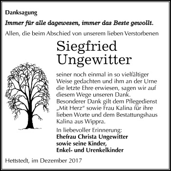 Traueranzeige von Siegfried Ungewitter von Mitteldeutsche Zeitung