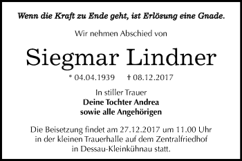 Traueranzeige von Siegmar Lindner von Mitteldeutsche Zeitung