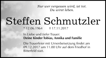 Traueranzeige von Steffen Schmutzler von Mitteldeutsche Zeitung Bitterfeld