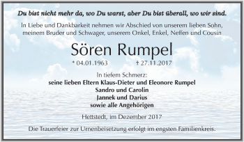 Traueranzeige von Sören Rumpel von Mitteldeutsche Zeitung