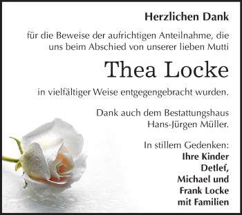 Traueranzeige von Thea Locke von Mitteldeutsche Zeitung Aschersleben