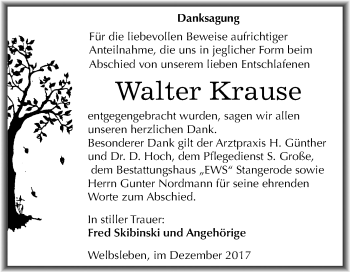 Traueranzeige von Walter Krause von Mitteldeutsche Zeitung