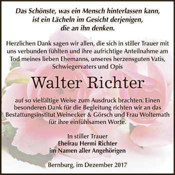 Traueranzeige von Walter Richter von Super Sonntag Bernburg