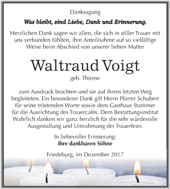 Traueranzeige von Waltraud Voigt von Mitteldeutsche Zeitung