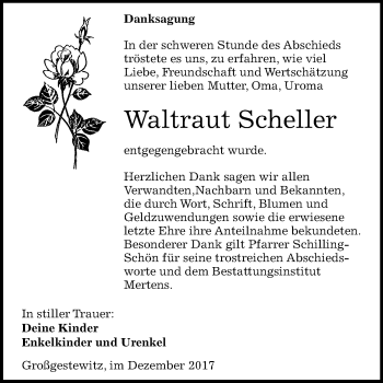 Traueranzeige von Waltraut Scheller von Mitteldeutsche Zeitung