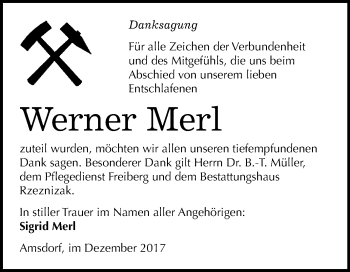 Traueranzeige von Werner Merl von Mitteldeutsche Zeitung