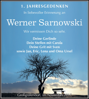 Traueranzeige von Werner Sarnowski von Mitteldeutsche Zeitung