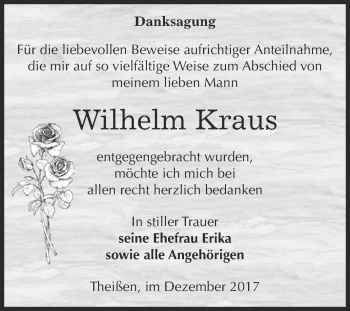 Traueranzeige von Wilhelm Kraus von Super Sonntag Zeitz