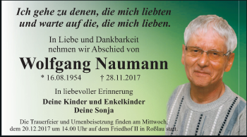 Traueranzeige von Wolfgang Naumann von Mitteldeutsche Zeitung Dessau-Roßlau