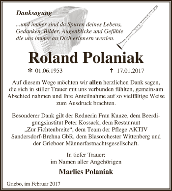 Traueranzeige von Roland Polaniak von Super Sonntag Wittenberg