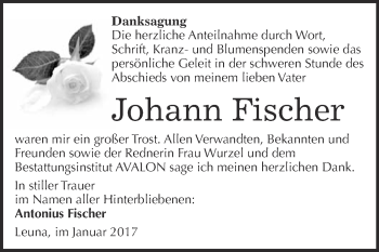 Traueranzeige von Johann Fischer von Super Sonntag Halle