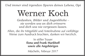 Traueranzeige von Werner Koch von Super Sonntag Halle