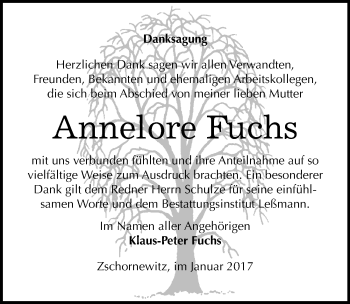 Traueranzeige von Annelore Fuchs von Mitteldeutsche Zeitung Wittenberg