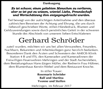 Traueranzeige von Gerhard Schröder von Mitteldeutsche Zeitung Aschersleben