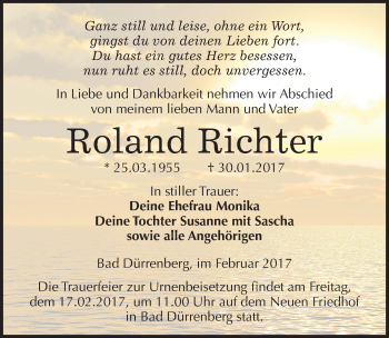 Traueranzeige von Roland Richter von Mitteldeutsche Zeitung Merseburg/Querfurt