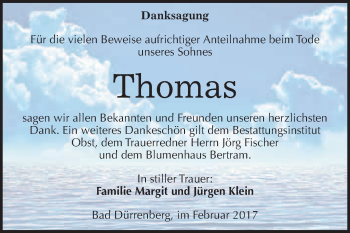 Traueranzeige von Thomas  von Super Sonntag Halle