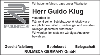 Traueranzeige von Guido Klug von Super Sonntag SGH Mansf. Land
