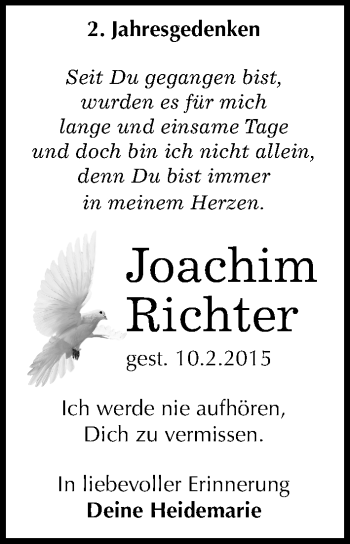 Traueranzeige von Joachim Richter von Mitteldeutsche Zeitung Köthen