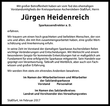 Traueranzeige von Jürgen Heidenreich von Mitteldeutsche Zeitung