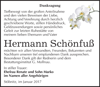 Traueranzeige von Hermann Schönfuß von Mitteldeutsche Zeitung Merseburg/Querfurt