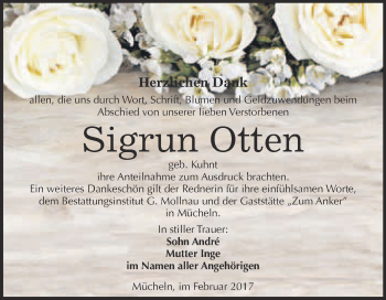 Traueranzeige von Sigrun Otten von Super Sonntag Halle