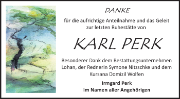 Traueranzeige von Karl Perk von WVG - Wochenspiegel Bitterfeld