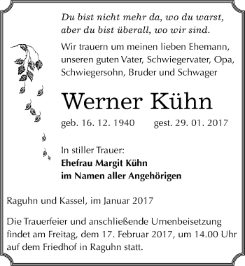 Traueranzeige von Werner Kühn von Mitteldeutsche Zeitung Bitterfeld