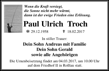 Traueranzeige von Paul Ulrich Troch von Mitteldeutsche Zeitung Dessau-Roßlau
