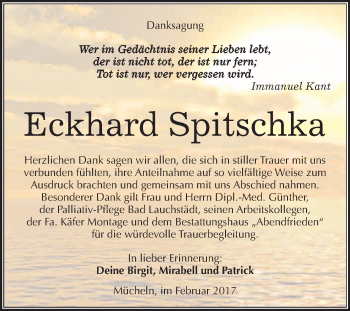 Traueranzeige von Eckhard Spitschka von Super Sonntag Halle