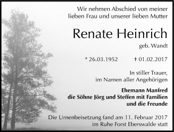 Traueranzeige von Renate Heinrich von Mitteldeutsche Zeitung Zeitz