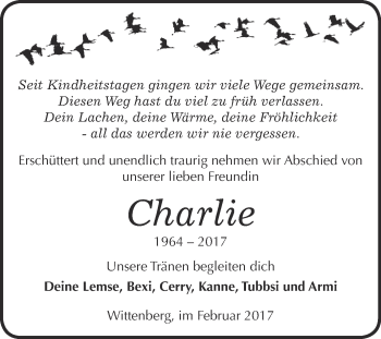 Traueranzeige von Charlie  von Super Sonntag Wittenberg