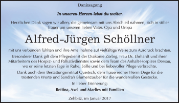 Traueranzeige von Alfred-Jürgen Schöllner von Mitteldeutsche Zeitung Köthen
