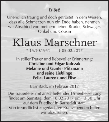 Traueranzeige von Klaus Marschner von Super Sonntag Halle