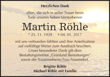 Traueranzeige von Martin Röhle von Mitteldeutsche Zeitung Halle/Saalkreis