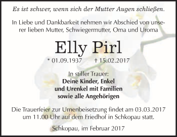 Traueranzeige von Elly Pirl von Super Sonntag Halle