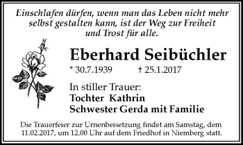 Traueranzeige von Eberhard Seibüchler von Mitteldeutsche Zeitung Halle/Saalkreis