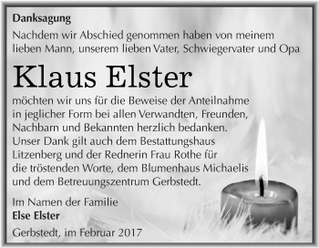 Traueranzeige von Klaus Elster von Super Sonntag SGH Mansf. Land