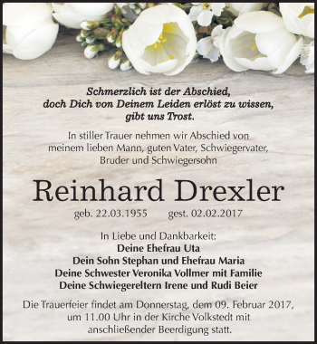 Traueranzeige von Reinhard Drexler von Mitteldeutsche Zeitung Halle/Saalkreis
