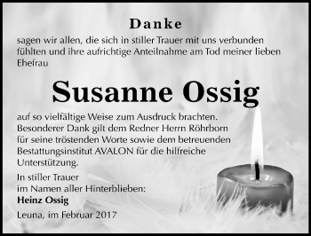 Traueranzeige von Susanne Ossig von Mitteldeutsche Zeitung Merseburg/Querfurt