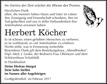Traueranzeige von Herbert Köcher von Mitteldeutsche Zeitung Merseburg/Querfurt