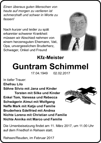 Traueranzeige von Guntram Schimmel von Mitteldeutsche Zeitung Wittenberg