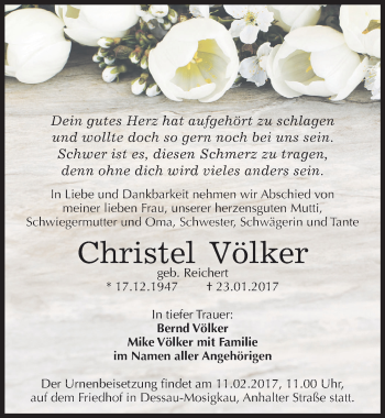 Traueranzeige von Christel Völker von Mitteldeutsche Zeitung Dessau-Roßlau