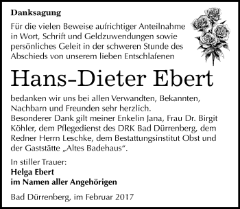 Traueranzeige von Hans-Dieter Ebert von Mitteldeutsche Zeitung Merseburg/Querfurt